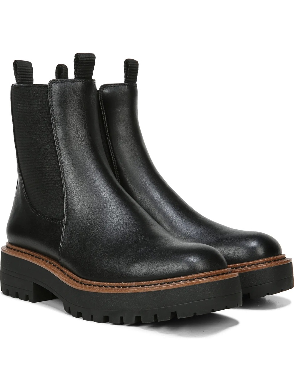 Sam Edelman Laguna Chelsea Boots Women’s 8 Black Leather Lug Sole Ankle Boots